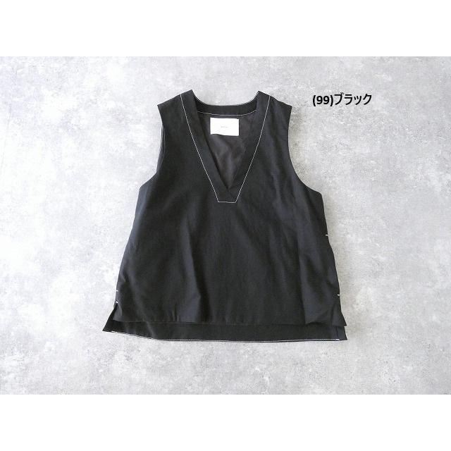 ミディウミ　リネンコットンベスト　ブラック MidiUmi コットンリネンVネックベスト｜ MARcourt ONLINE STORE