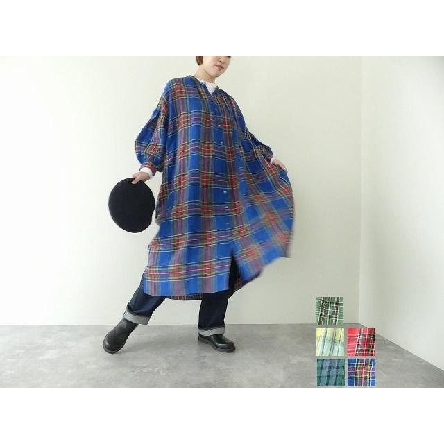 UNIVERSAL TISSU｜東炊き リネン チェック シャツ ドレス