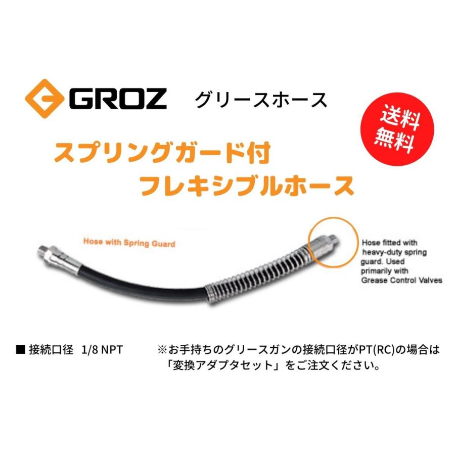 GROZ】スプリングガード付 グリースホース・マイクロホース