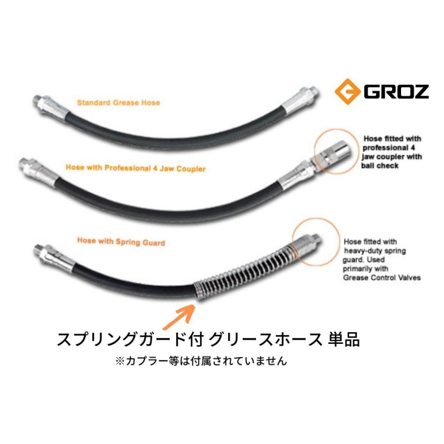GROZ】スプリングガード付 グリースホース・マイクロホース GROZ】スプリングガード付 グリースホース・マイクロホース