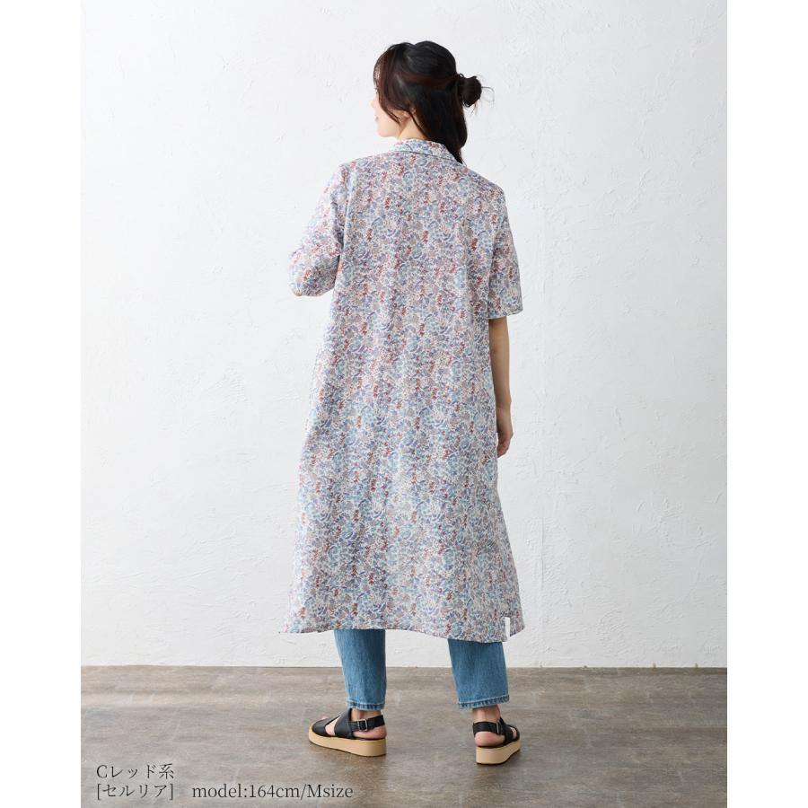 未使用 Crafted リバティ LIBERTY 花柄 ロングシャツワンピース リバティ LIBERTY ワンピース リネン 麻 レディース フランダース
