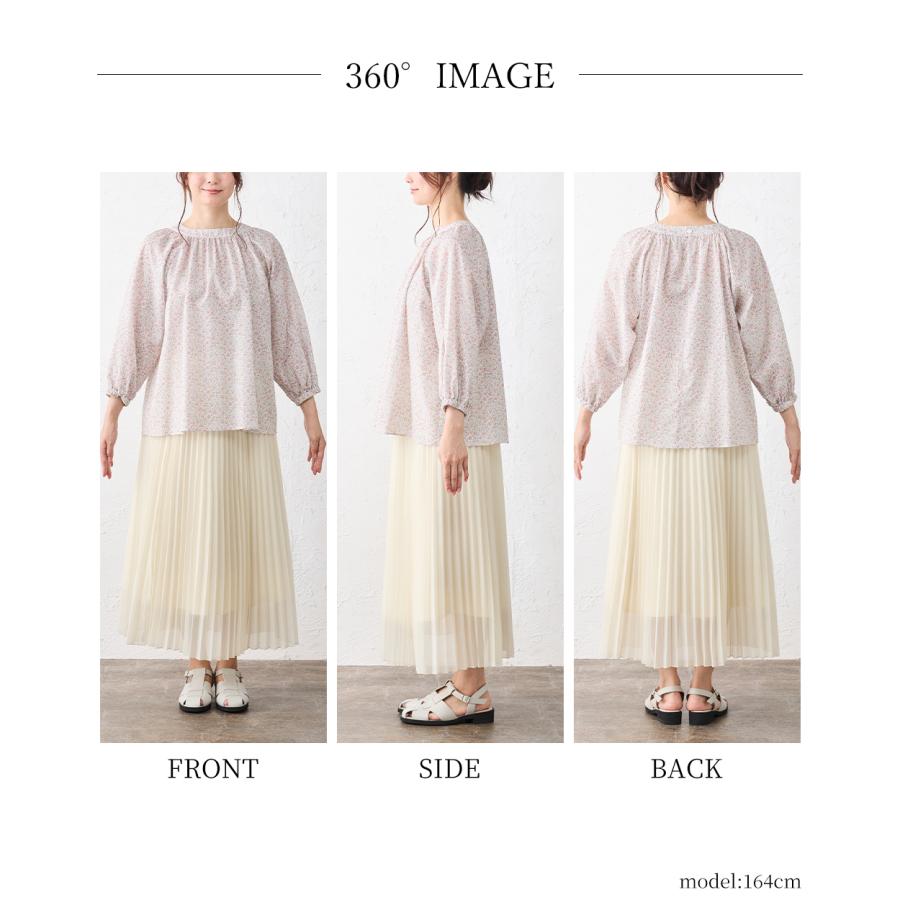 日本製 リバティ LIBERTY ミラクルウェーブ ブラウス 7分袖 花柄 綿100