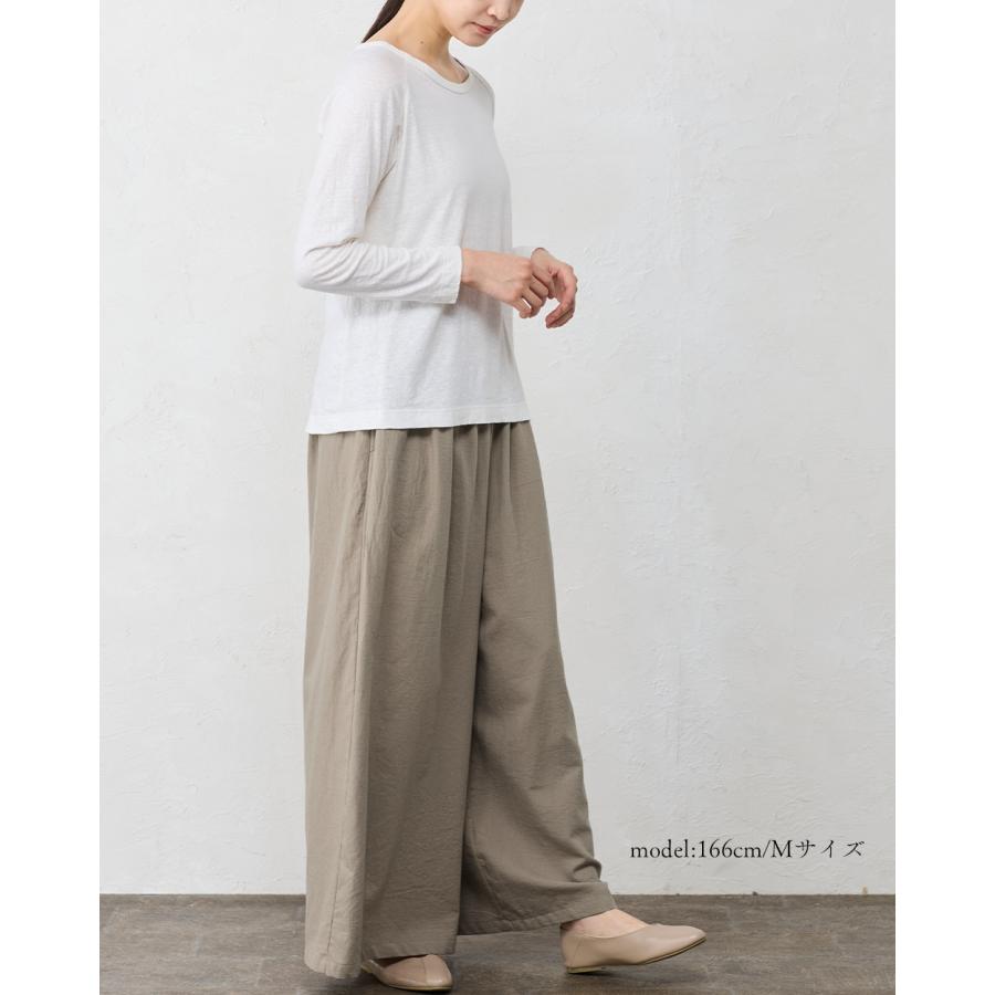 日本製 東炊き コットンビエラワイドパンツ 綿100％ M L ゆったり コットン ファッション レディース 女性 秋 冬 カジュアル 30代 40代 50代 ウエスト調節紐_13