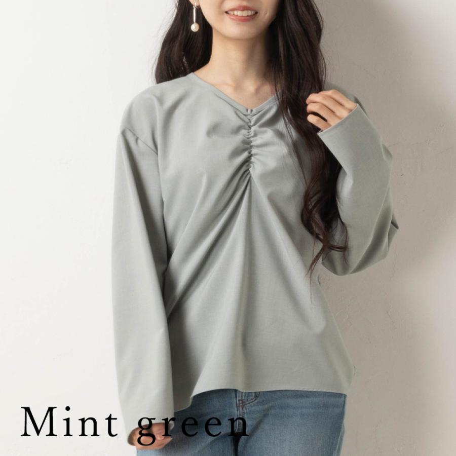 ブラウス レディース 長袖 日本製 ギャザーブラウス バックシャン 重ね着 レイヤード 長袖tシャツ 春 夏 秋 |  | 08
