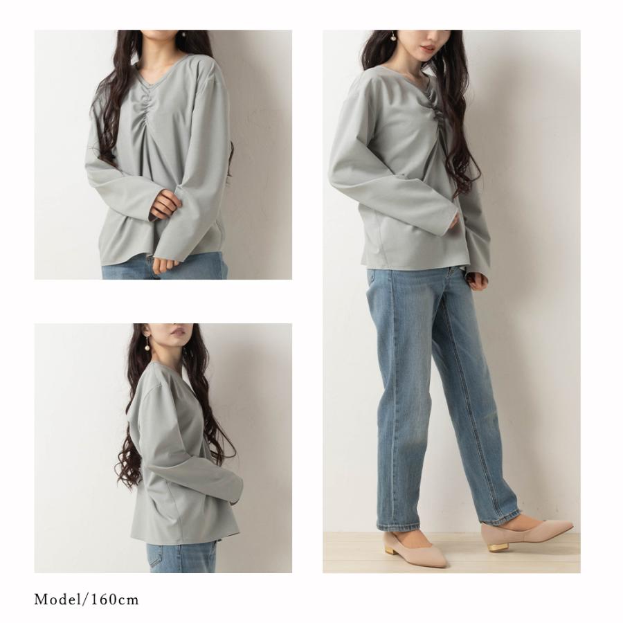 ブラウス レディース 長袖 日本製 ギャザーブラウス バックシャン 重ね着 レイヤード 長袖tシャツ 春 夏 秋 |  | 09