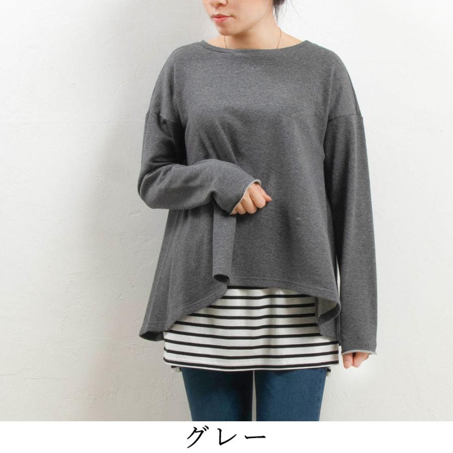 日本製 トレーナー スウェット プルオーバー トップス Aライン フレア クルーネック 裏毛 ゆったり 大きいサイズ 長袖 綿100% 秋冬 |  | 12