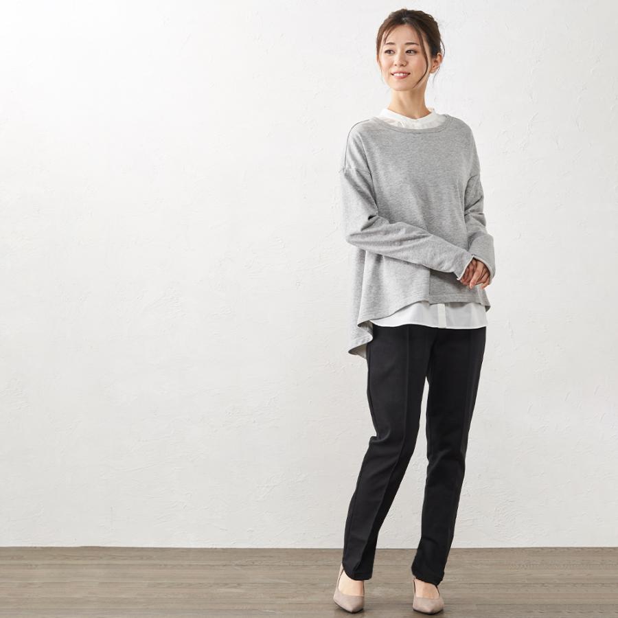 日本製 トレーナー スウェット プルオーバー トップス Aライン フレア クルーネック 裏毛 ゆったり 大きいサイズ 長袖 綿100% 秋冬 |  | 03