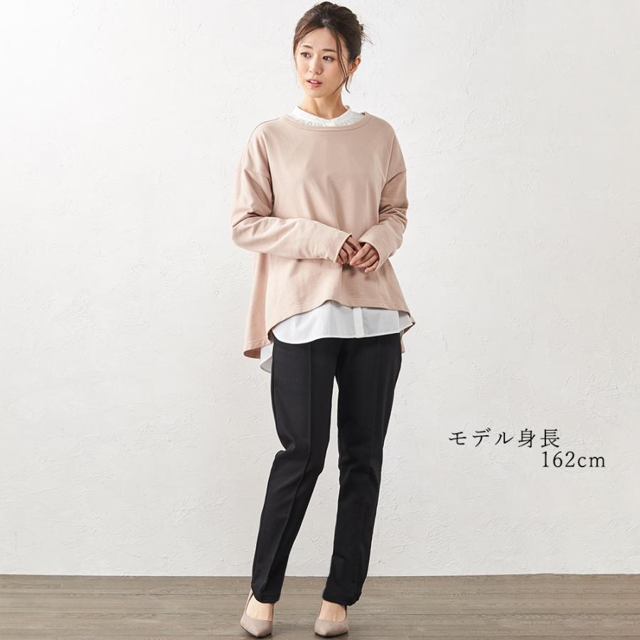 日本製 トレーナー スウェット プルオーバー トップス Aライン フレア クルーネック 裏毛 ゆったり 大きいサイズ 長袖 綿100% 秋冬 |  | 09