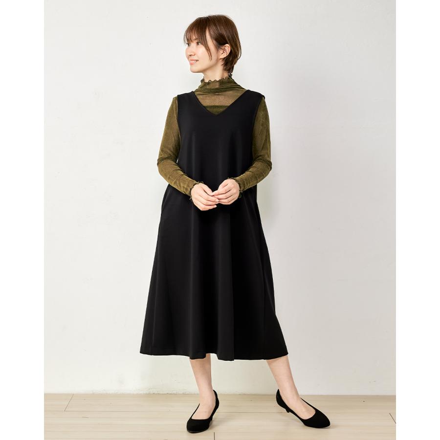 日本製 シアー カットソー ハイネック 長袖 Tシャツ トップス