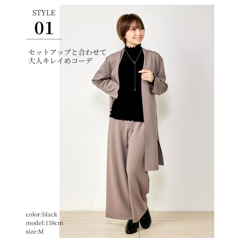 日本製 シアー カットソー ハイネック 長袖 Tシャツ トップス インナー