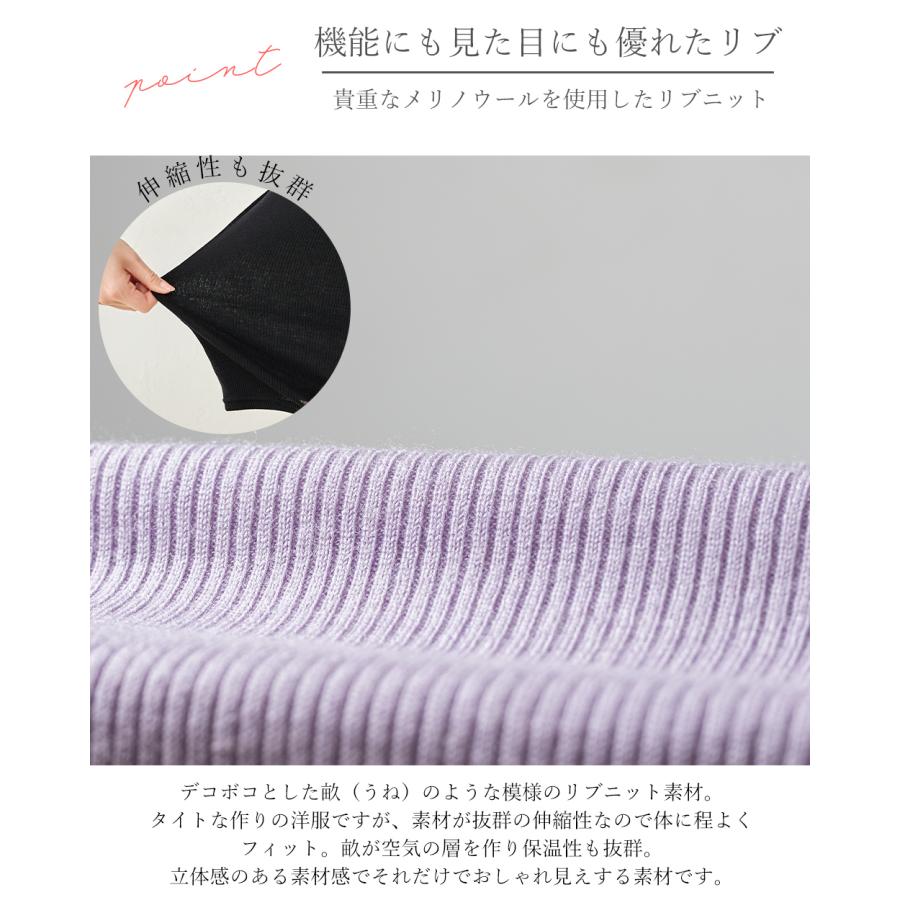 メリノウール 尾州ウール クルーネック レディース 長袖 インナー チクチクしない ウール100％ リブニット 日本製 ファッション 毛100％ リブ |  | 25