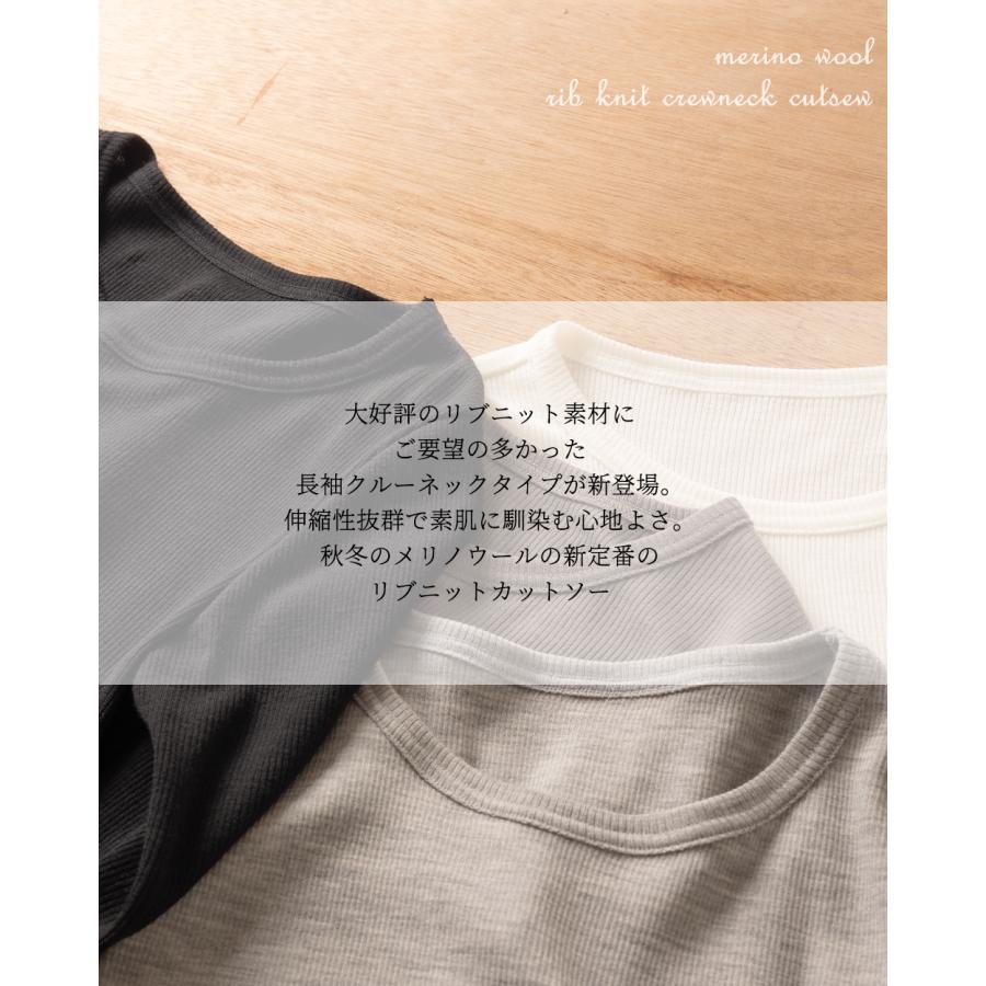 メリノウール 尾州ウール クルーネック レディース 長袖 インナー チクチクしない ウール100％ リブニット 日本製 ファッション 毛100％ リブ |  | 09