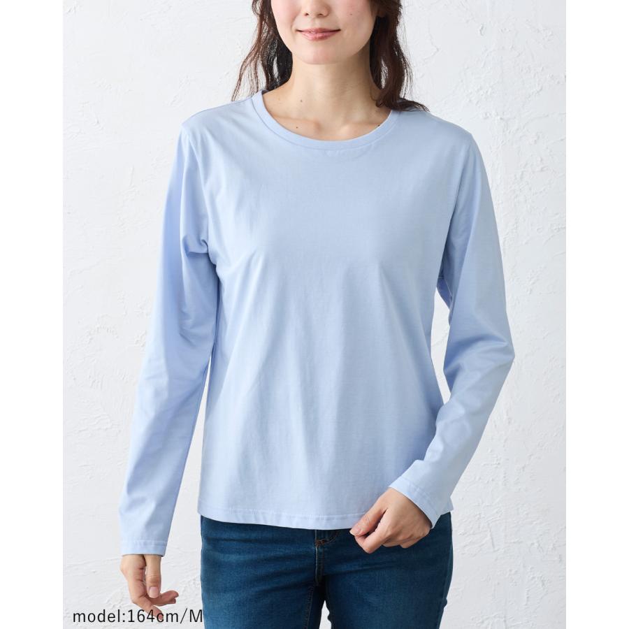 日本製 綿100％ コットンドレスTシャツ クルーネック 丸首 レディース トップス カットソー Tシャツ インナー 長袖  春 秋 冬 綿 快適素材 大人 きれいめ |  | 14