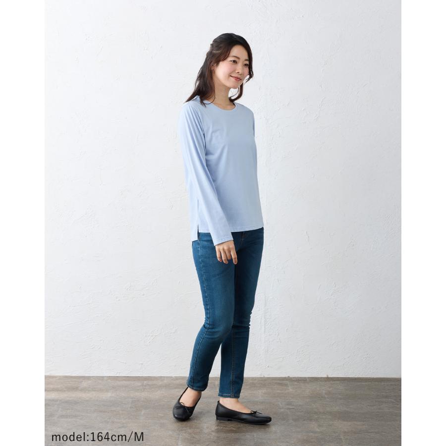 日本製 綿100％ コットンドレスTシャツ クルーネック 丸首 レディース トップス カットソー Tシャツ インナー 長袖  春 秋 冬 綿 快適素材 大人 きれいめ |  | 15
