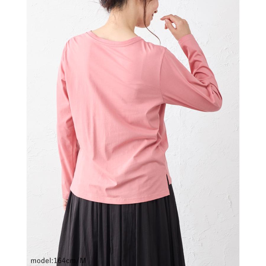 日本製 綿100％ コットンドレスTシャツ クルーネック 丸首 レディース トップス カットソー Tシャツ インナー 長袖  春 秋 冬 綿 快適素材 大人 きれいめ |  | 17