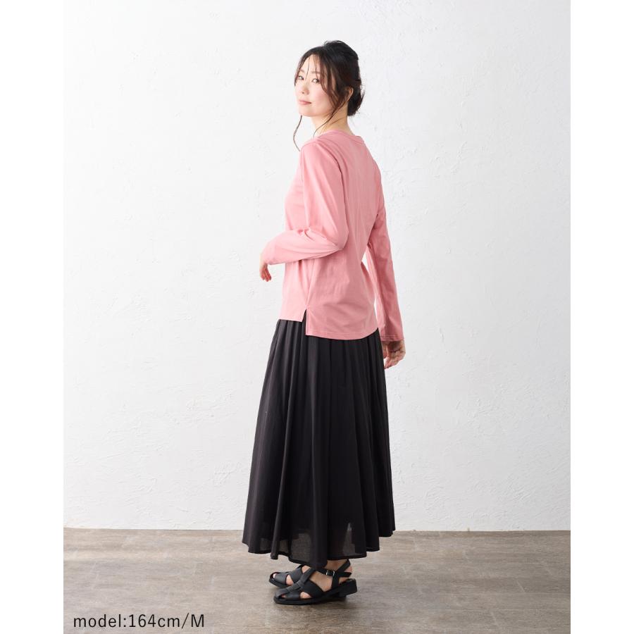 日本製 綿100％ コットンドレスTシャツ クルーネック 丸首 レディース トップス カットソー Tシャツ インナー 長袖  春 秋 冬 綿 快適素材 大人 きれいめ |  | 18