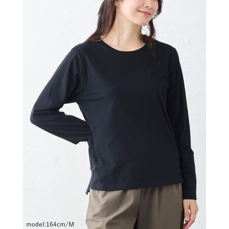 日本製 綿100％ コットンドレスTシャツ クルーネック 丸首 レディース トップス カットソー Tシャツ インナー 長袖  春 秋 冬 綿 快適素材 大人 きれいめ |  | 20