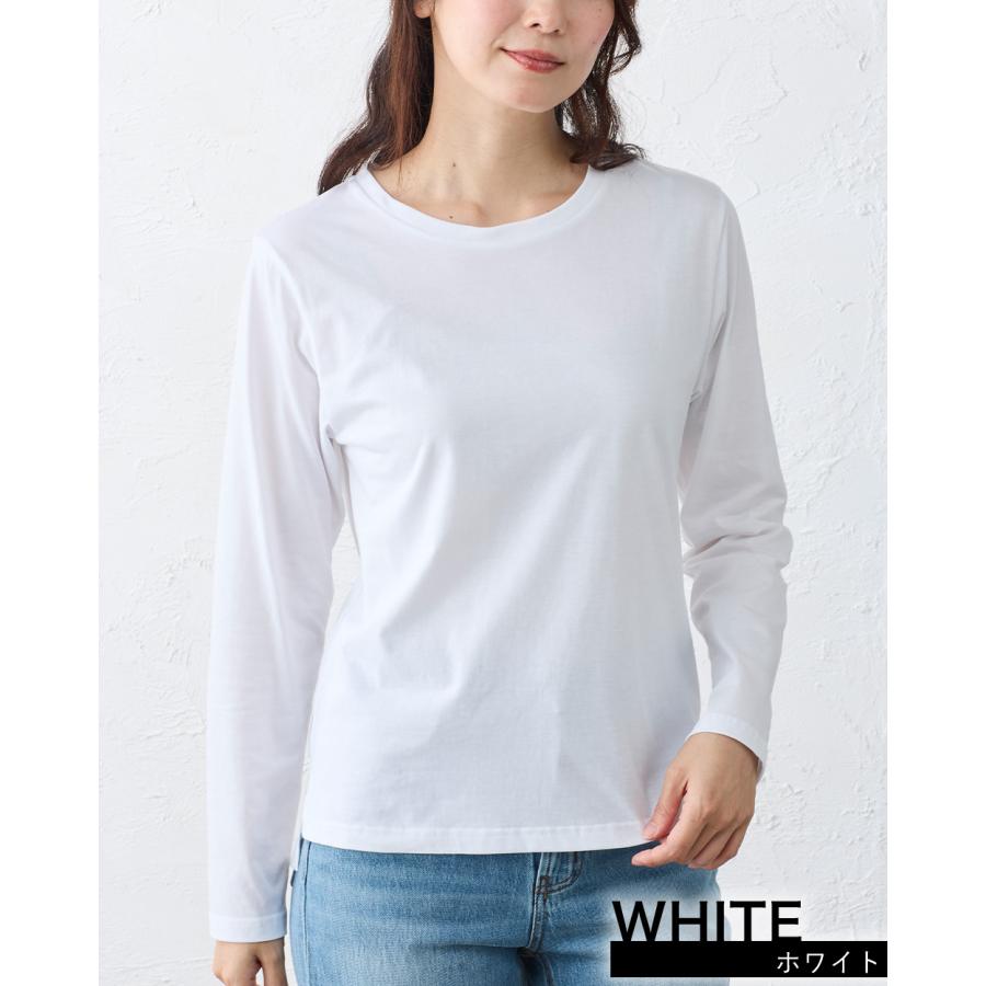 日本製 綿100％ コットンドレスTシャツ クルーネック 丸首 レディース トップス カットソー Tシャツ インナー 長袖  春 秋 冬 綿 快適素材 大人 きれいめ |  | 10