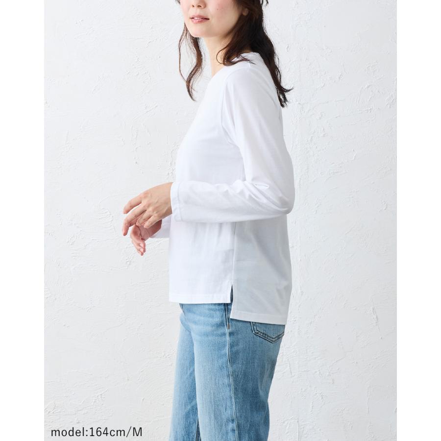 日本製 綿100％ コットンドレスTシャツ クルーネック 丸首 レディース トップス カットソー Tシャツ インナー 長袖  春 秋 冬 綿 快適素材 大人 きれいめ |  | 11