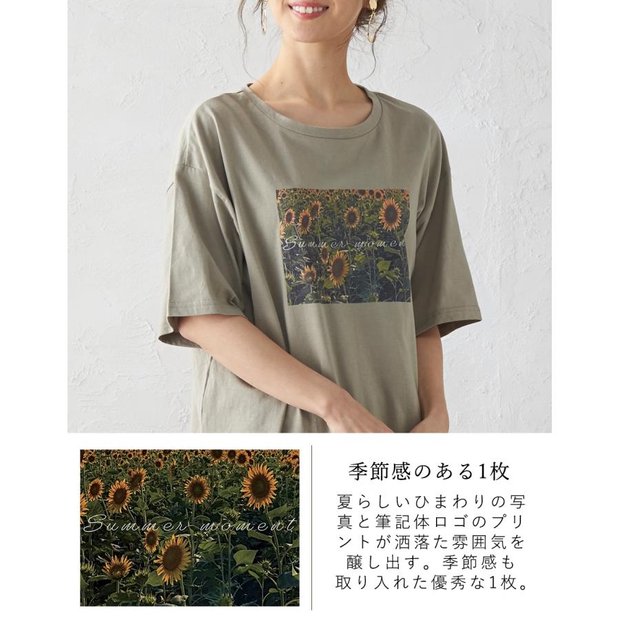 Tシャツ レディース 半袖 ゆったり 綿100 プリントtシャツ ワンピース 写真 フォト ヴィンテージ 花 lpt21 2021sum nli 2290590 |  | 08