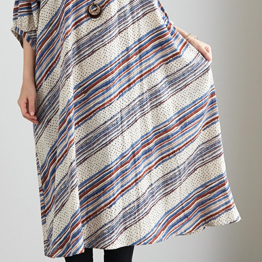 インド綿 ロングワンピース シャツワンピース シャツワンピ 2way コットンリネン 刺繍 ロング丈 五分袖 スクエア 276218 |  | 14