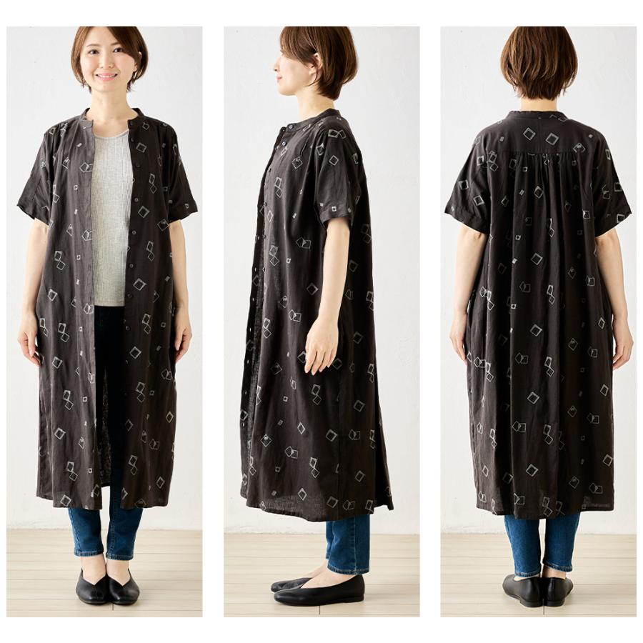 インド綿 ロングワンピース シャツワンピース シャツワンピ 2way