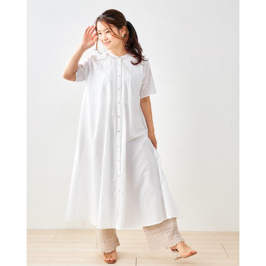 ワンピース レディース 夏 ロングワンピース 40代 50代 シャツワンピース ロングシャツ バンドカラーワンピース ギャザーワンピース |  | 03