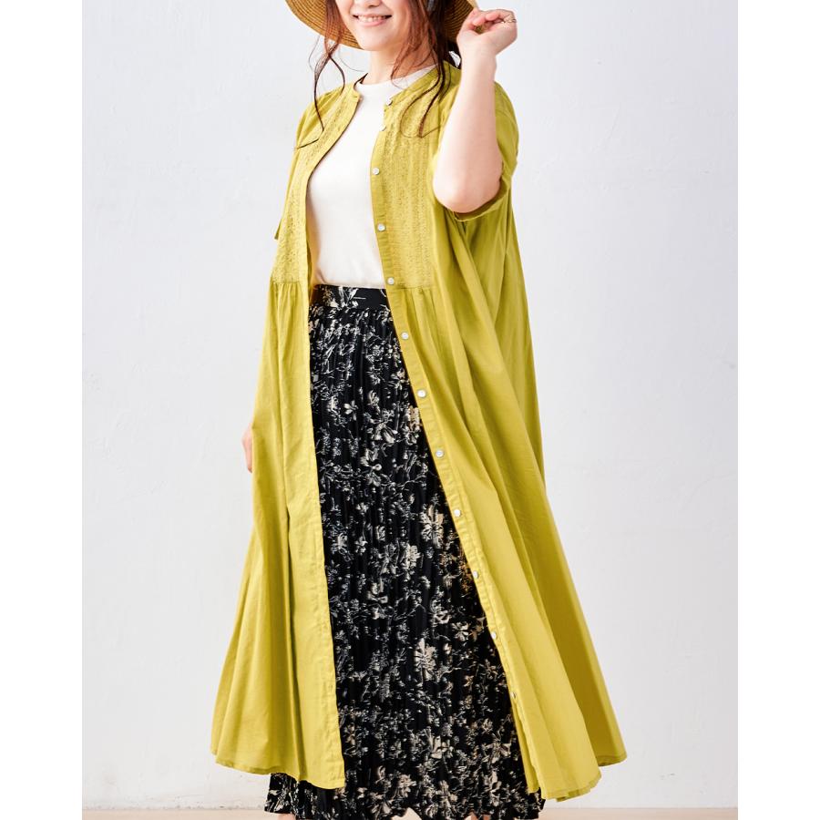 ワンピース レディース 夏 ロングワンピース 40代 50代 シャツワンピース ロングシャツ バンドカラーワンピース ギャザーワンピース |  | 08