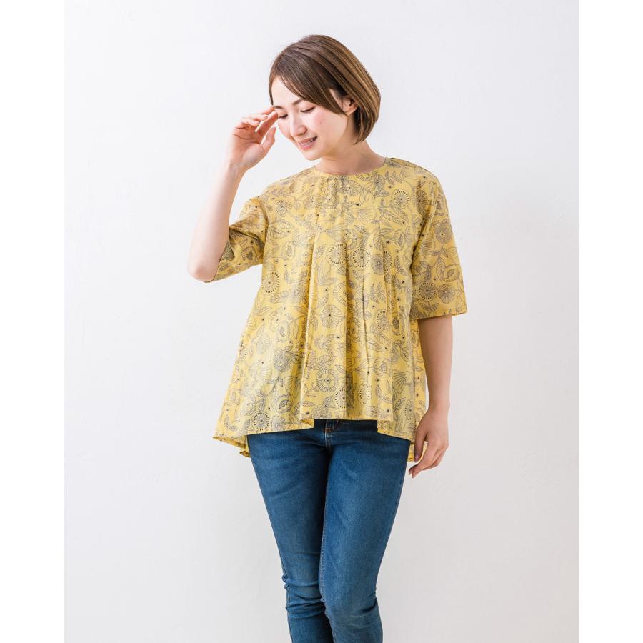 インド綿 チュニック ブラウス 刺繍 シャツ コットン 七分袖 ゆったり 