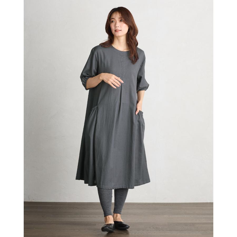 インド綿 ワンピース ロングワンピース ロング丈 半袖 5分袖 綿 麻