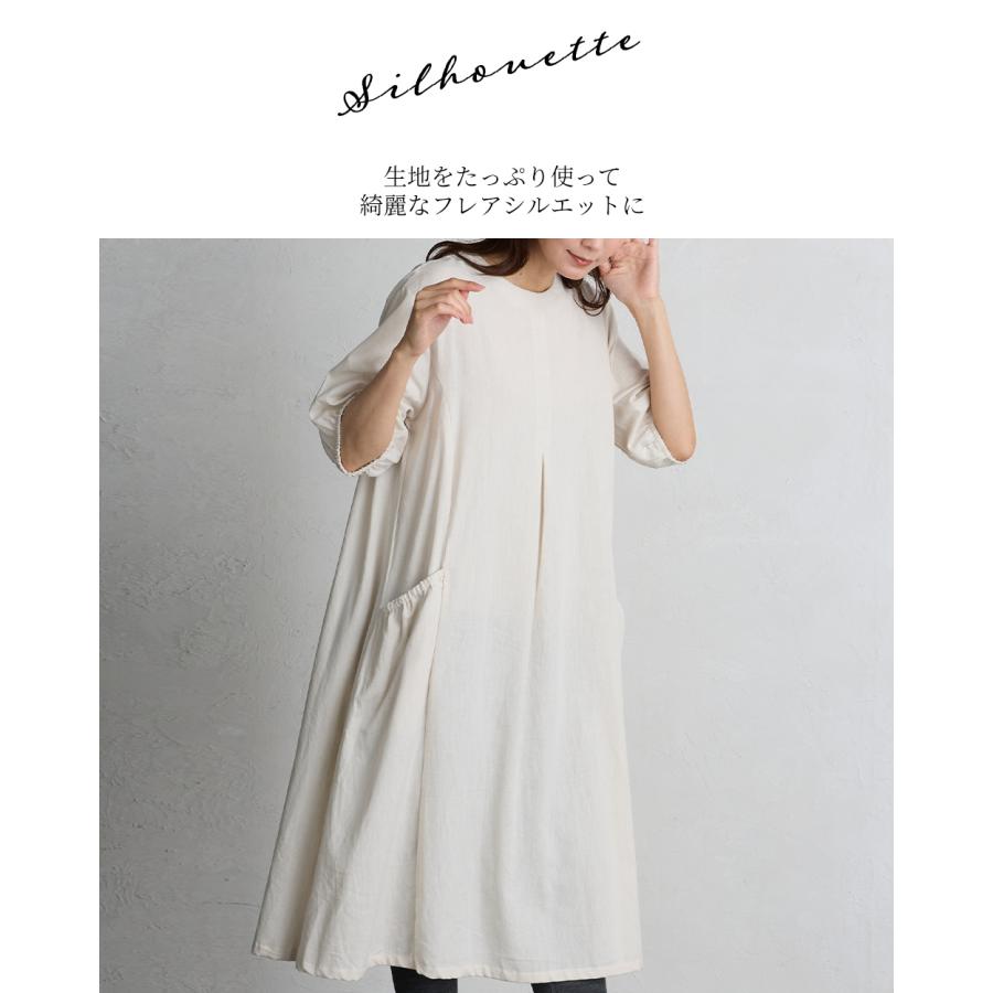 【美品】キャピタル インディゴリネンロングワンピース ワイド 日本製 麻 インド綿 ワンピース ロングワンピース ロング丈 半袖 5分袖 綿