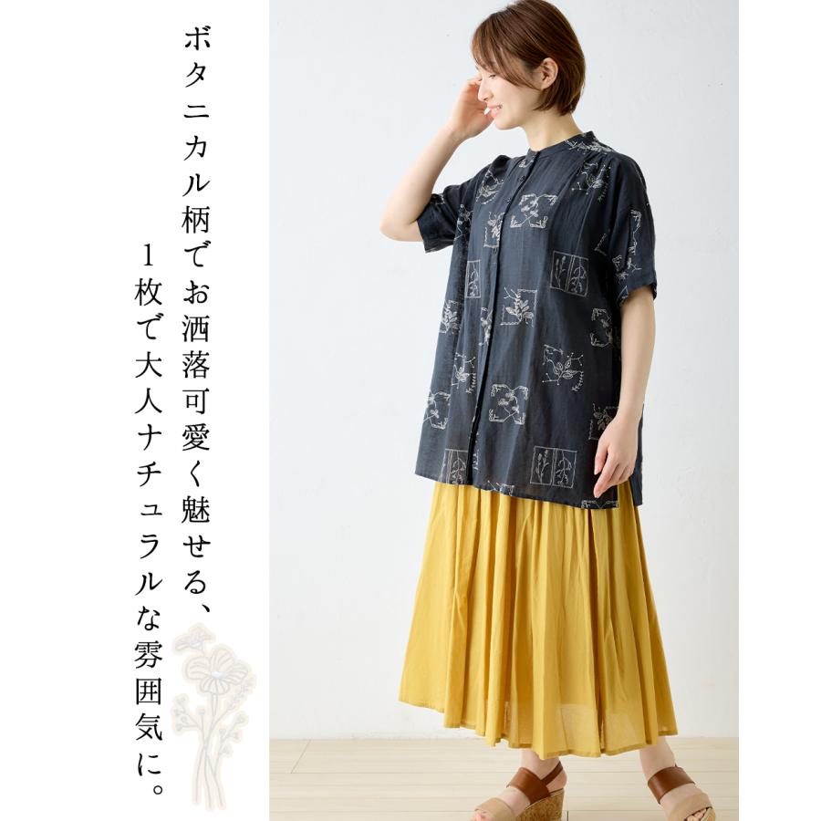 フィータꕤインド製 リネン コットン 花柄刺繍 チュニック 長袖シャツ ブラウス フィータꕤインド製 リネン コットン 花柄刺繍 チュニック 長袖
