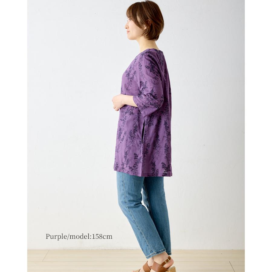 刺繍チュニック コットンリネン ブラウス 半袖 花柄 インド綿 トップス レディース ゆったり 綿 麻 ナチュラル 春 夏 カジュアル 体型カバー 五分袖 |  | 11