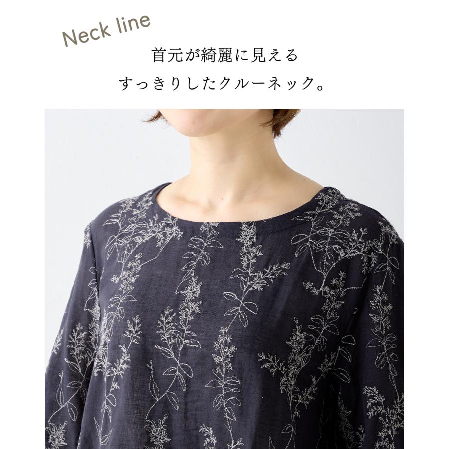 刺繍チュニック コットンリネン ブラウス 半袖 花柄 インド綿 トップス レディース ゆったり 綿 麻 ナチュラル 春 夏 カジュアル 体型カバー 五分袖 |  | 16