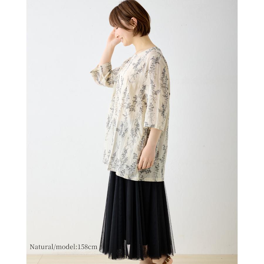 刺繍チュニック コットンリネン ブラウス 半袖 花柄 インド綿 トップス レディース ゆったり 綿 麻 ナチュラル 春 夏 カジュアル 体型カバー 五分袖 |  | 06