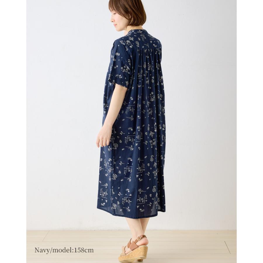 プリントワンピース シャツワンピース 綿100％ コットン 半袖 花柄 アート インド綿 トップス レディース ゆったり 綿 ナチュラル カジュアル 体型カバー 五分袖 |  | 11