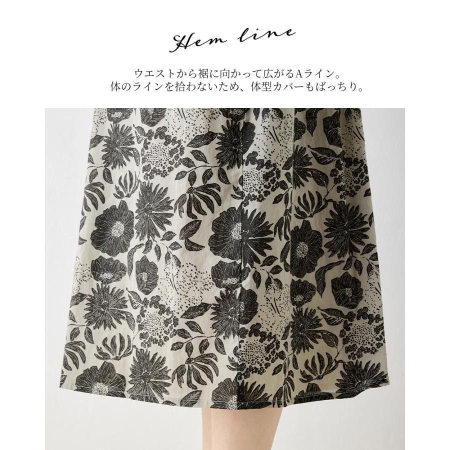 シャツ ワンピース プリント 綿100％ コットン 半袖 花柄 大花柄