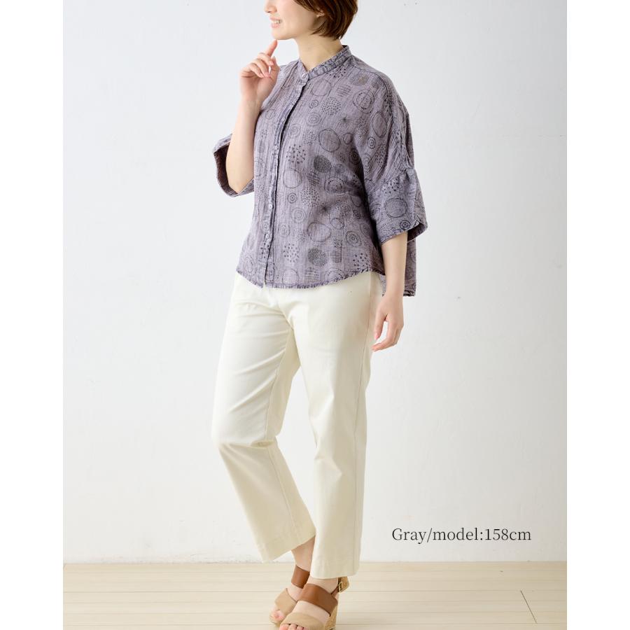インド綿 プリント シャツ ブラウス ドット 水玉 アシッドウォッシュ加工 無地 半袖 ナチュラル レディース ゆったり 体型カバー エスニック リラックスウェア |  | 14