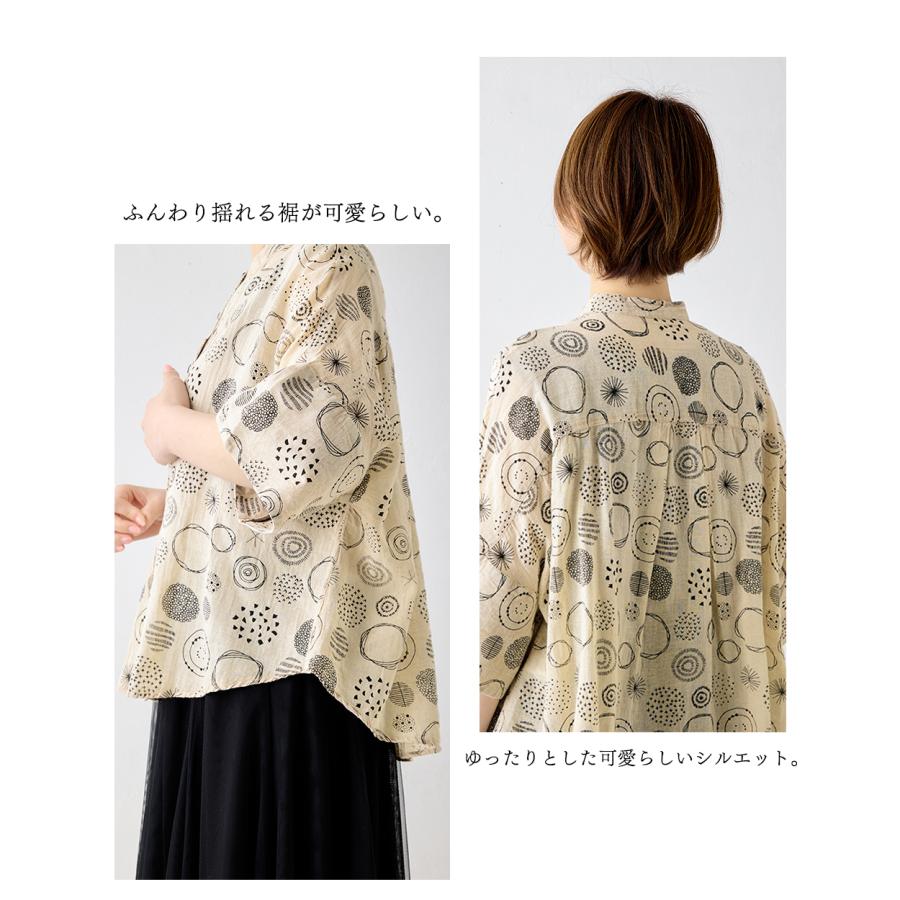 インド綿 プリント シャツ ブラウス ドット 水玉 アシッドウォッシュ加工 無地 半袖 ナチュラル レディース ゆったり 体型カバー エスニック リラックスウェア |  | 18