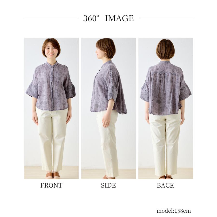 インド綿 プリント シャツ ブラウス ドット 水玉 アシッドウォッシュ加工 無地 半袖 ナチュラル レディース ゆったり 体型カバー エスニック リラックスウェア |  | 19