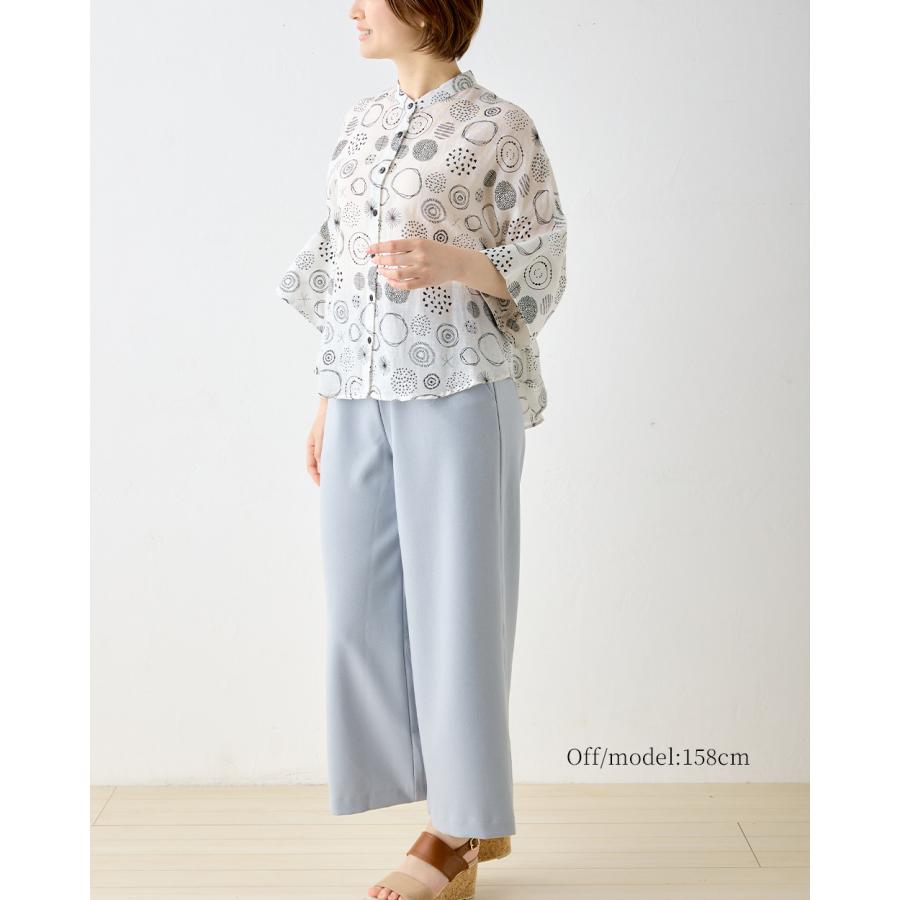 インド綿 プリント シャツ ブラウス ドット 水玉 アシッドウォッシュ加工 無地 半袖 ナチュラル レディース ゆったり 体型カバー エスニック リラックスウェア |  | 07