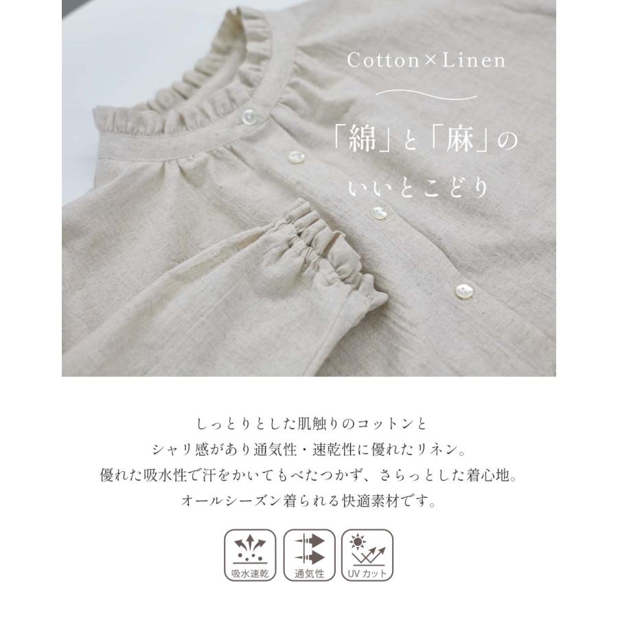日本製 コットンリネンブラウス 長袖 綿麻 レディース ナチュラル 春夏 涼しい 通気性 ゆったり 体型カバー 大人カジュアル |  | 06