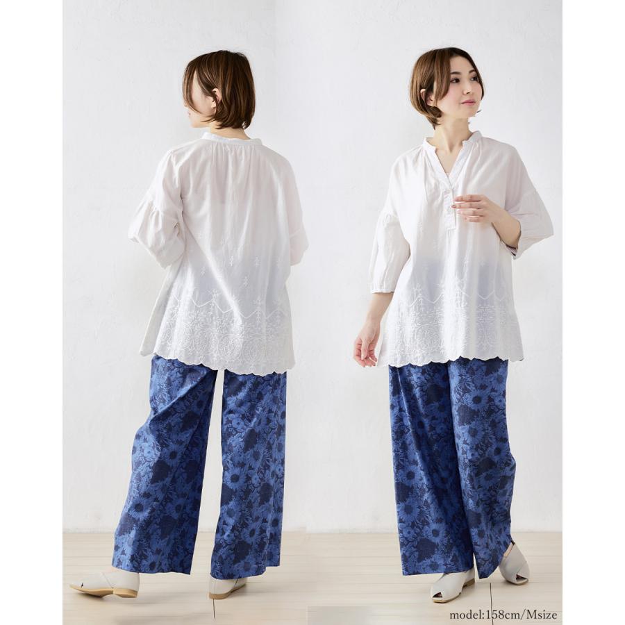 リバティ ワイドパンツ 日本製 プリント 綿100％ コットン 綿 フレアパンツ ロングパンツ 10分丈 ガウチョ ファッション レディース ボトムス リバティ生地_18