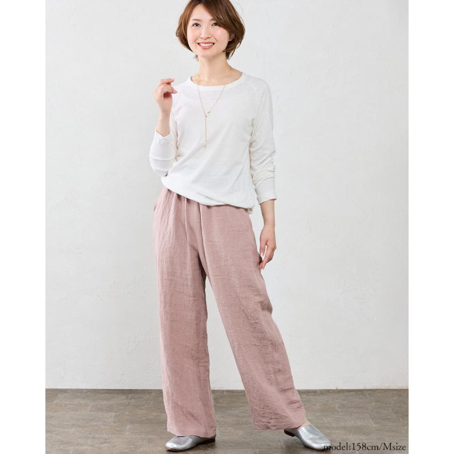 匠の技 東炊き シャツ 日本製 麻 ワイドパンツ 麻100％ M L ゆったり 洗い生地 リネン ファッション レディース 春 夏 秋 セミワイド ストレート ロングパンツ_14
