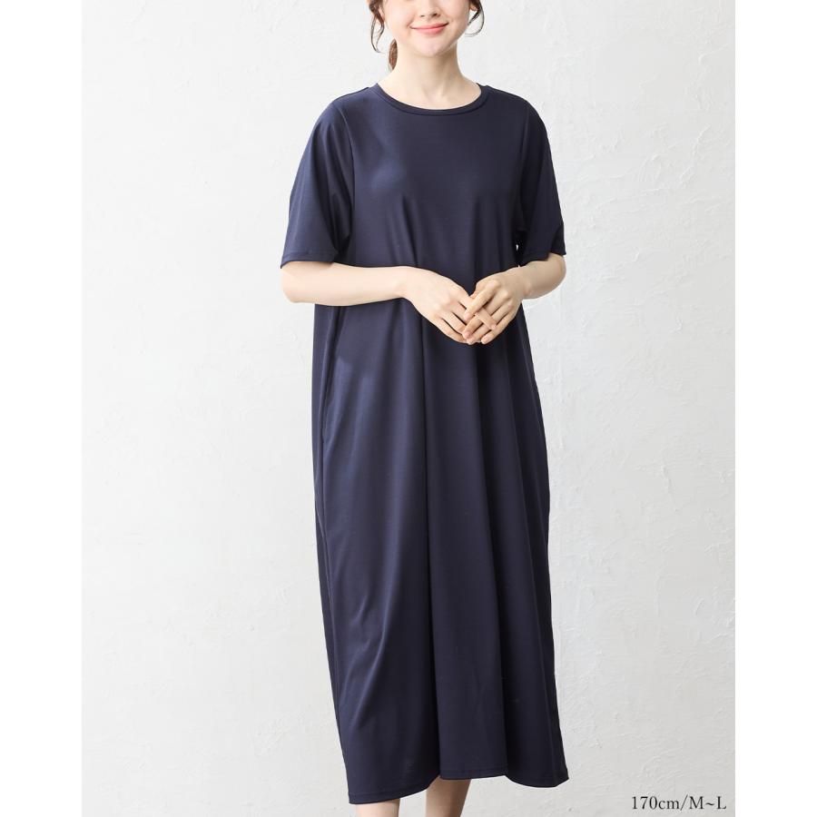 強撚コットン ロングワンピース 日本製 ワンピース レイヤード ロングワンピ フレア Aライン 半袖 無地 重ね着 きれいめ 上品 レディース 綿100％ |  | 14