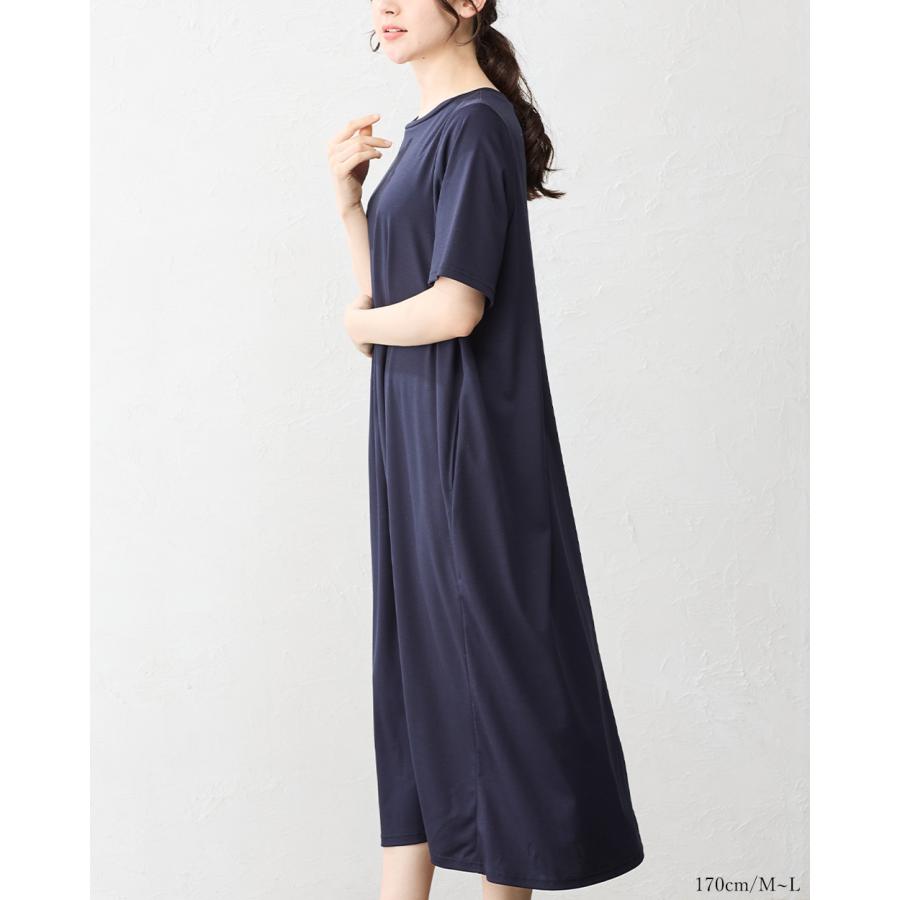 強撚コットン ロングワンピース 日本製 ワンピース レイヤード ロングワンピ フレア Aライン 半袖 無地 重ね着 きれいめ 上品 レディース 綿100％ |  | 15