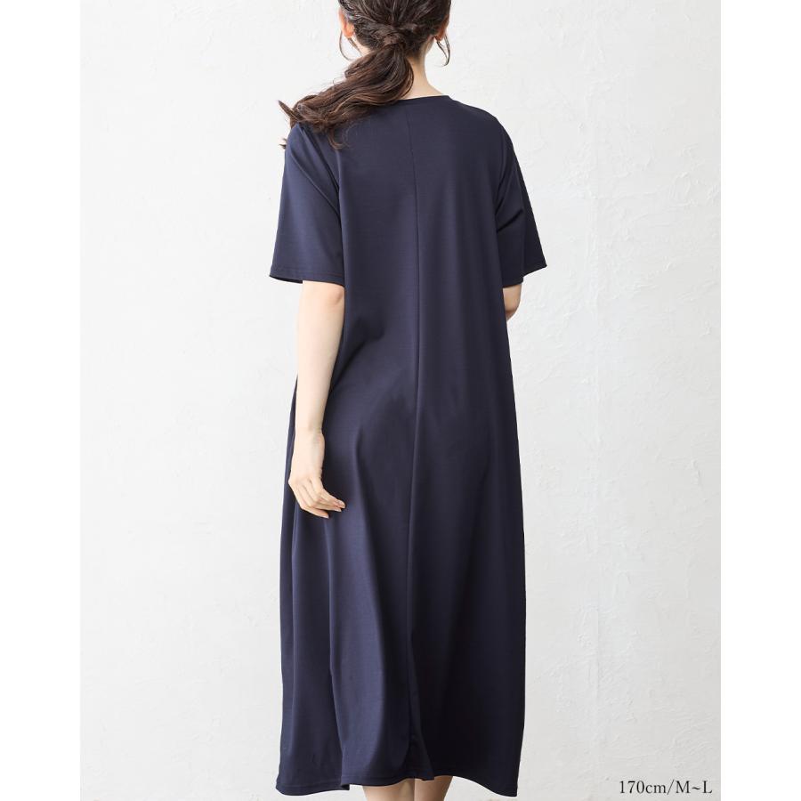 強撚コットン ロングワンピース 日本製 ワンピース レイヤード ロングワンピ フレア Aライン 半袖 無地 重ね着 きれいめ 上品 レディース 綿100％ |  | 16
