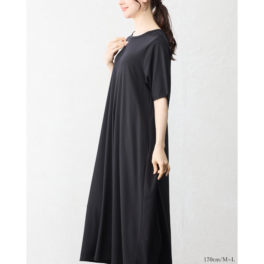 強撚コットン ロングワンピース 日本製 ワンピース レイヤード ロングワンピ フレア Aライン 半袖 無地 重ね着 きれいめ 上品 レディース 綿100％ |  | 18