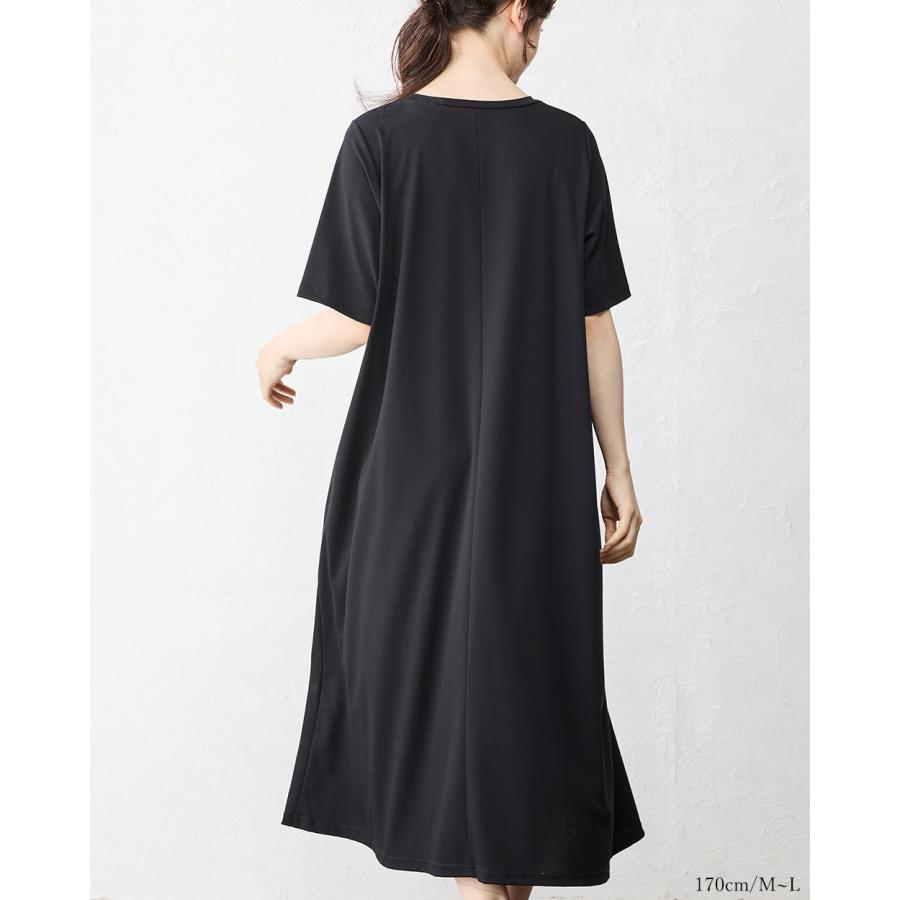 強撚コットン ロングワンピース 日本製 ワンピース レイヤード ロングワンピ フレア Aライン 半袖 無地 重ね着 きれいめ 上品 レディース 綿100％ |  | 19