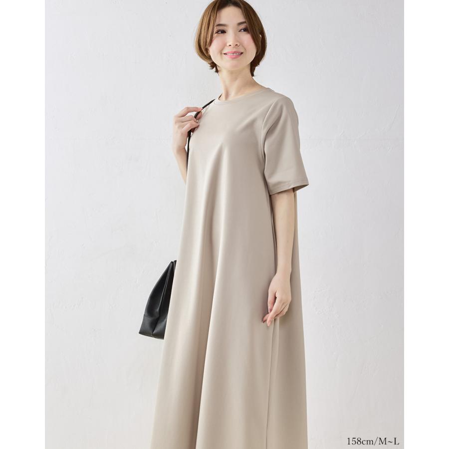 強撚コットン ロングワンピース 日本製 ワンピース レイヤード ロングワンピ フレア Aライン 半袖 無地 重ね着 きれいめ 上品 レディース 綿100％ |  | 10